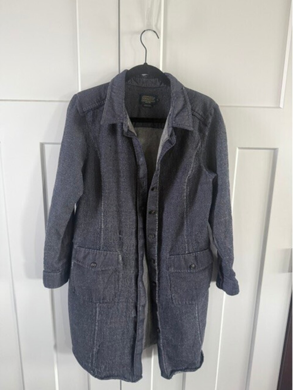 Vintage Pendleton women's long button down denim blue shirt jacket size XL